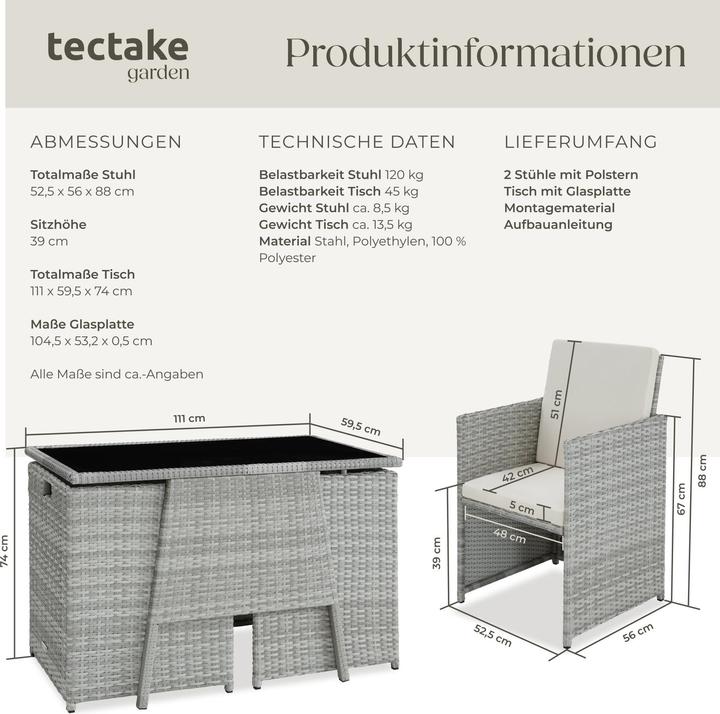 Actual product image tectake Rattan garden furniture set Lausanne