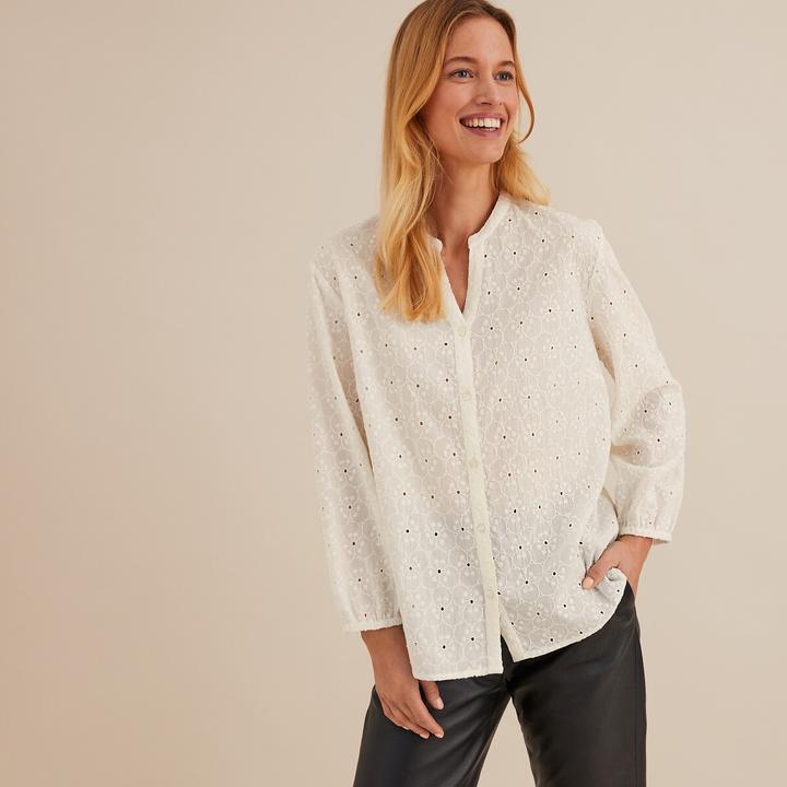 Anne Weyburn Bluse mit 3/4-Ärmeln und Lochstickerei