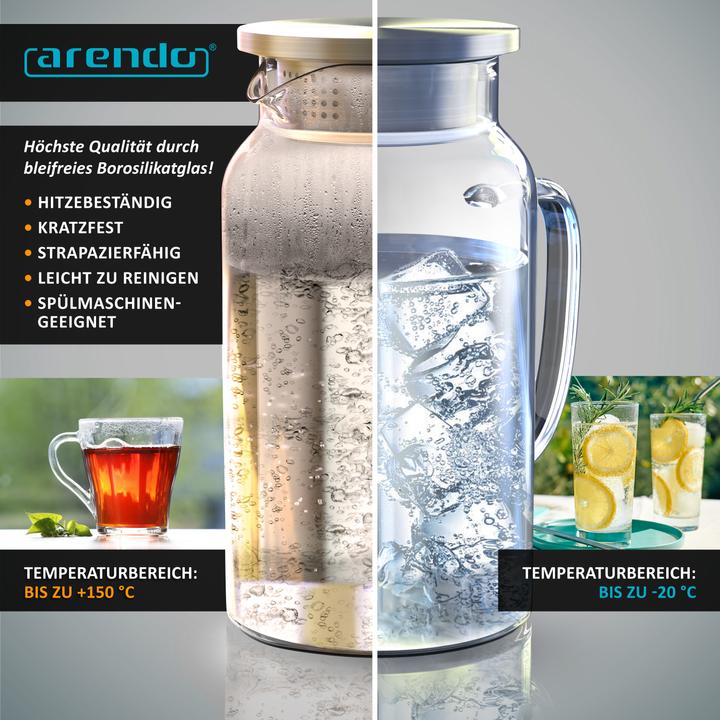 Produktbild Arendo Glaskaraffe mit Deckel (1.40 l)