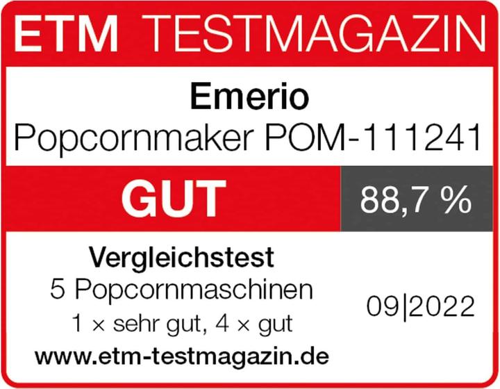 Nährwerte und Zutaten TOP Popcornmaschine