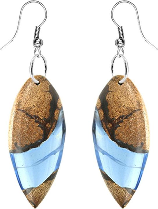 Produktbild Star Piercing Ohrring Surf Mystische Welle Epoxy blau aus Liana Holz