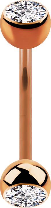Produktbild Star Piercing Micro Banane rosegold mit zwei Kugeln Kristall silber (Chirurgenstahl 316L)