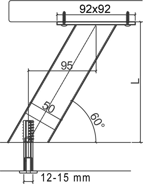 Actual product image Meyer Bar brackets for wood and stone slabs, round, ø 50 mm, straight or inclined 30/60°. (1 pcs.)
