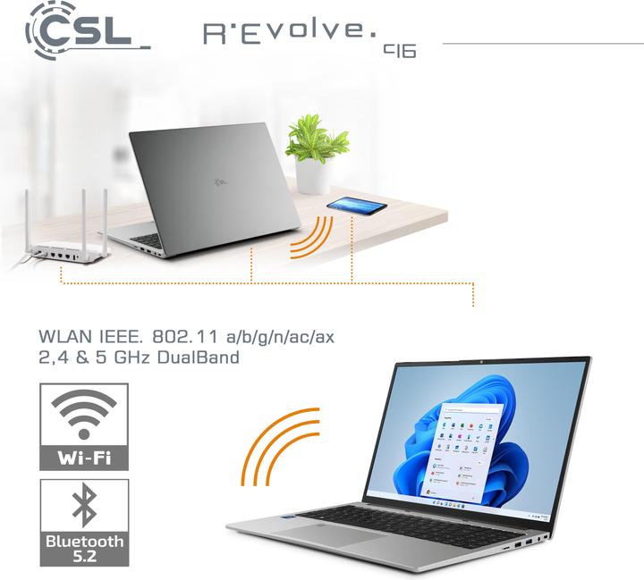 Image du produit CSL Notebook R'Evolve C16 / 64Go / 500Go / Windows 11 Pro (16", Intel Core i5-1235U, 64 Go, 500 Go, DE)