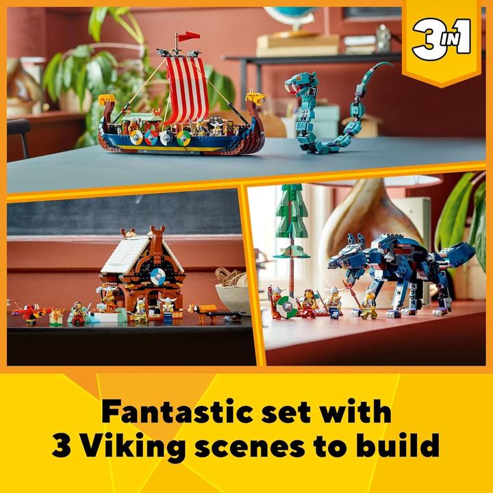 Actual product image LEGO Viking ship with Midgard serpent (31132, LEGO Creator 3-in-1)