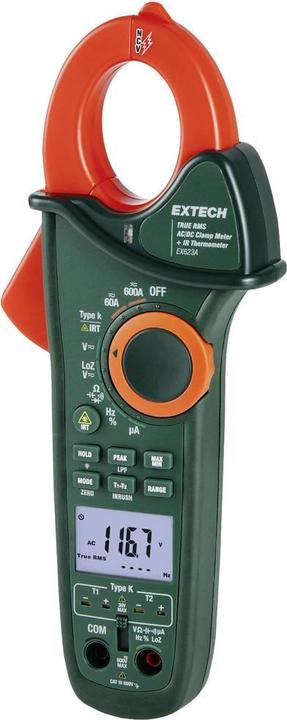 Actual product image Extech EX623A Current clamp digital IR thermometer CAT III 600V Display (counts): 6000 (CAT III 600V)
