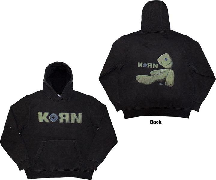 Actual product image Korn Unisex Adult Doll Issues Back Print Stone Wash Pull Over Hoodie (M)