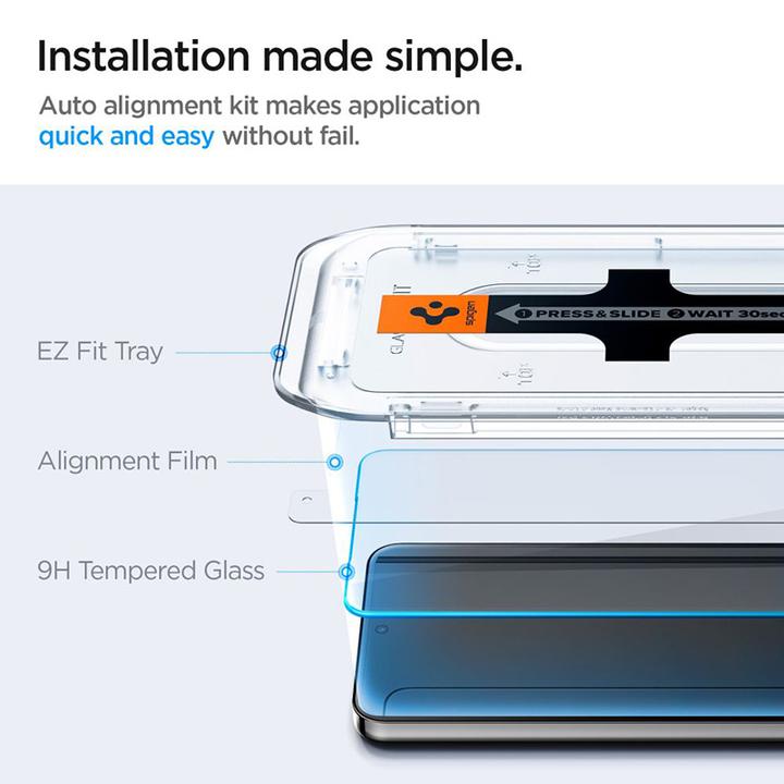 Actual product image Spigen Glas.TR Sam S24 S921 "EZ FIT" 2szt. szkło hartowane AGL07440 (2 Piece, Samsung Galaxy S24, Samsung Galaxy S25)