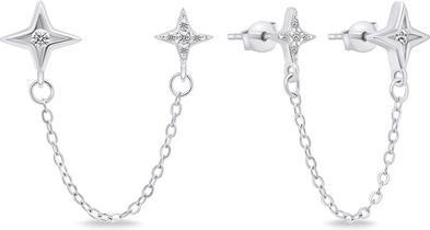 Actual product image Brilio Silver - Stylish silver earrings with a chain EA717W