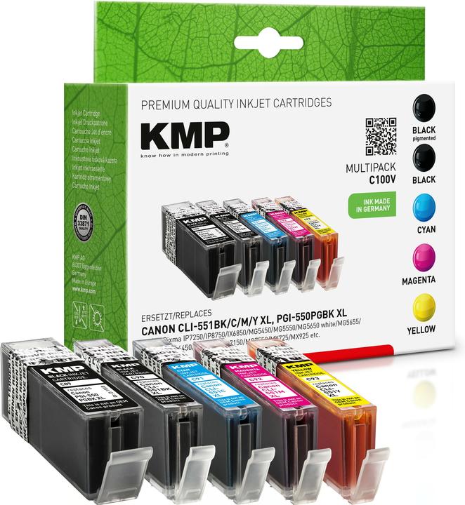 Actual product image KMP C100V Multipack compatible with Canon PGI-550/CLI-551 XL (M, Y, FC, C)