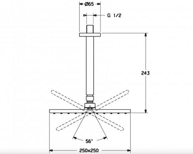 Produktbild Hansa HANSAVIVA Kopfbrause, 250x250 mm, Eco-Durchfluss, Deckenmontage, chrom (1 Strahlarten, 12 l/min)
