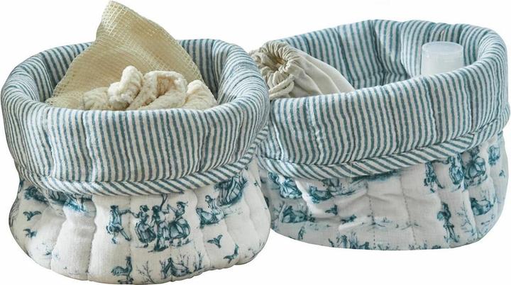 Produktbild Loberon Korb 2er Set Emilie blau/creme (2 x, 15 cm, H)