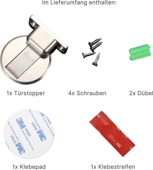 Produktbild Hermex Magnetischer Türstopper Türdämpfer Türschnäpper Türpuffer Türkeil (1 Stück)