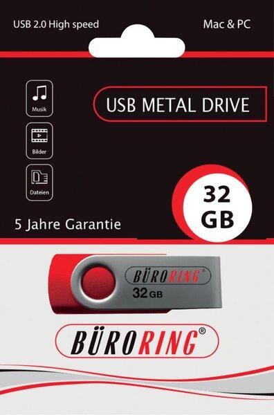 Produktbild Büroring Speicherstick, USB 2.0 mit drehbarer Metall-Abdeckung, Kapazität 32 GB (32 GB, USB-A)