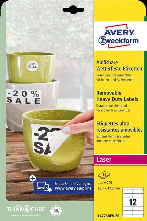 Produktbild Avery Wetterfeste Etiketten, ablösbar