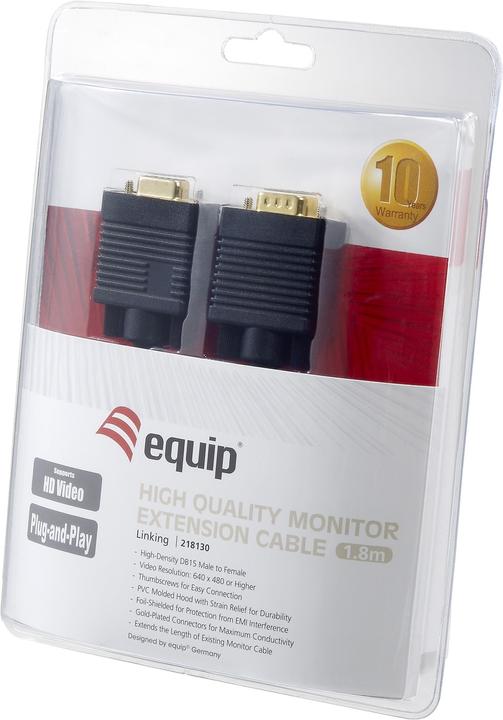 Actual product image equip VGA extension male/female (1.80 m, VGA)