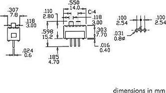 Produktbild Velleman Miniature Pcb Slide Switch 1P On-On 0.2"