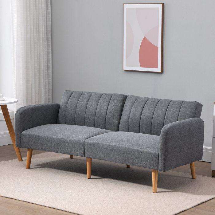 Produktbild Swisshandel24 Schlafsofa Klappsofa 2-Sitzer Stoffsofa Bettsofa Sofa mit Schlaffunktion Sofagarnitur leinenartiges (Bettsofa)