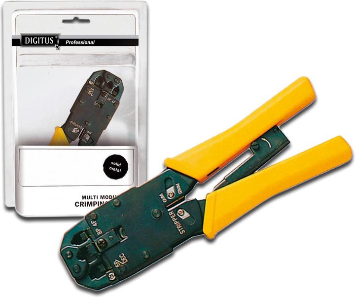 Immagine prodotto Digitus Pinze a crimpare multi modulari in metallo adatte per 4P2C 4P4C 6P4C 6P6C 8P8C con spelafili e (205 mm)