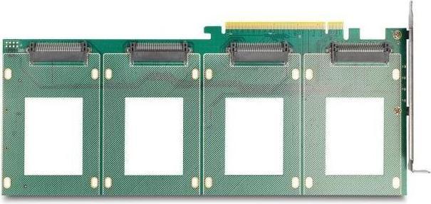 Actual product image Delock PCI Express 4.0 x16 card to 4 x internal U.2 NVMe SFF-8639 - Bifurcation (LxW: 288 x 122 mm)