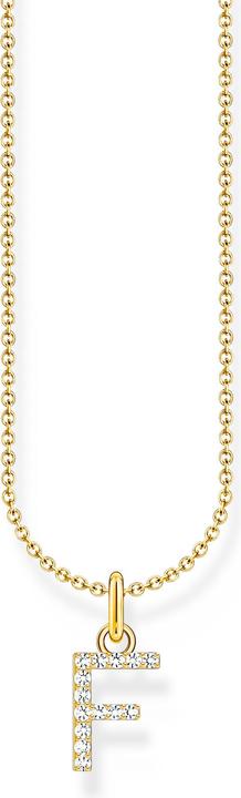 Produktbild Thomas Sabo Kette mit Buchstaben-Anhänger F vergoldet (750 Gelbgold Vergoldung, 925 Sterlingsilber, 38 - 45 cm)