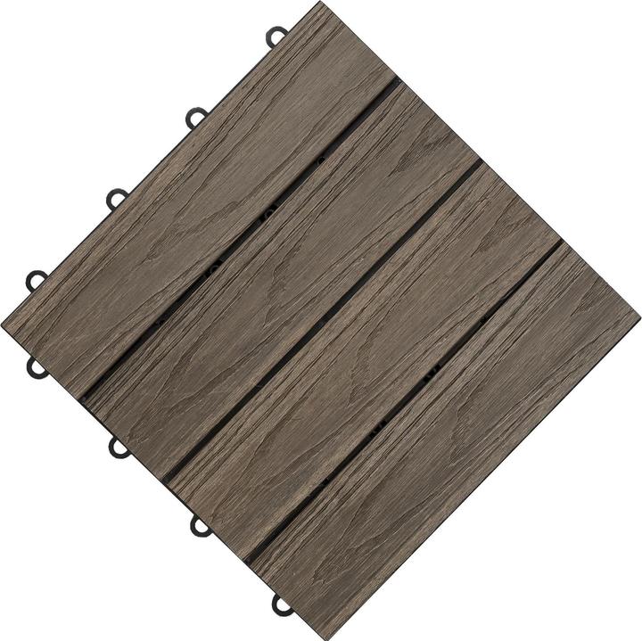 Actual product image Florco Balcony & terrace tiles WPC 3D brown 30 x 30, 6 pcs. (6 x, 30 x 30 cm)