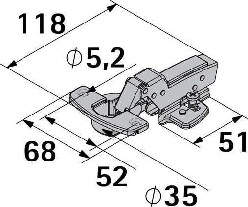 Actual product image Hettich Sensys Topfscharnier mit integrierter Dmpfung, innenliegend 35 mm, 2 Stck