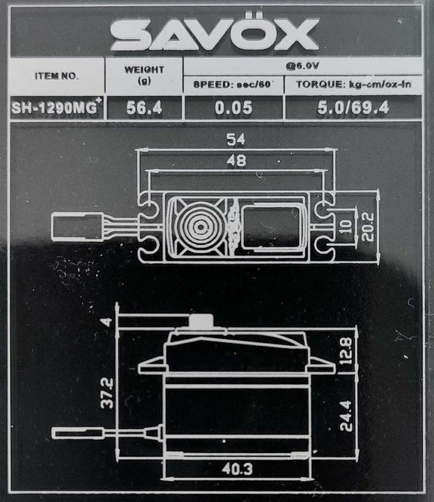 Actual product image Savöx Standard Servo SH-1290MG+ Digital 5 kg, 0.05 s