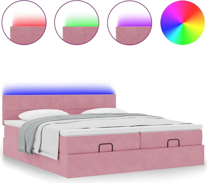 Produktbild VidaXL Ottoman-Bett mit Matratzen Rosa 200x200 cm Samt (200 x 200 cm)