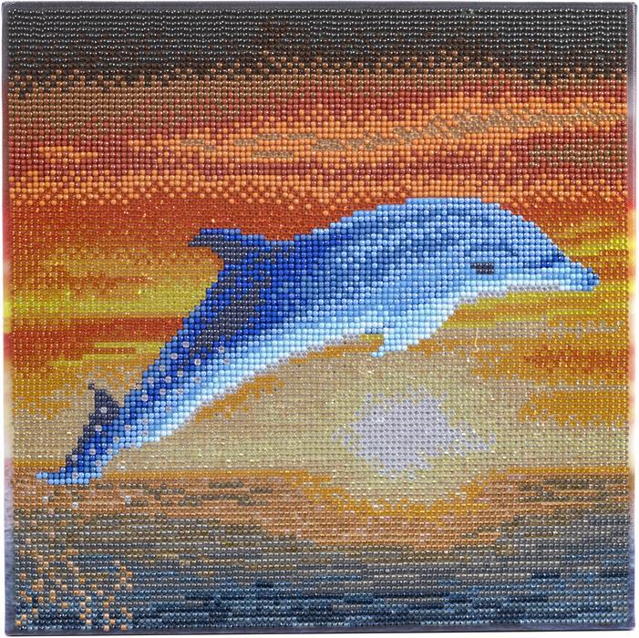 Produktbild Craft Buddy Delphin Sonnenaufgang, Bild 30x30cm Crystal Art