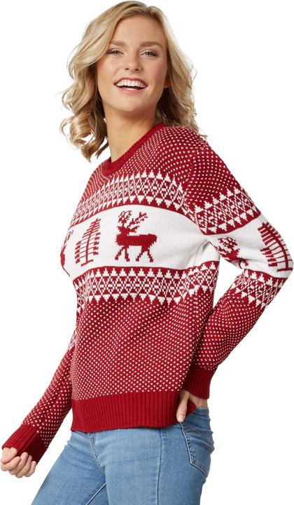 Produktbild tectake Weihnachtspullover Winterwunderland rot-weiss für Frauen (S)