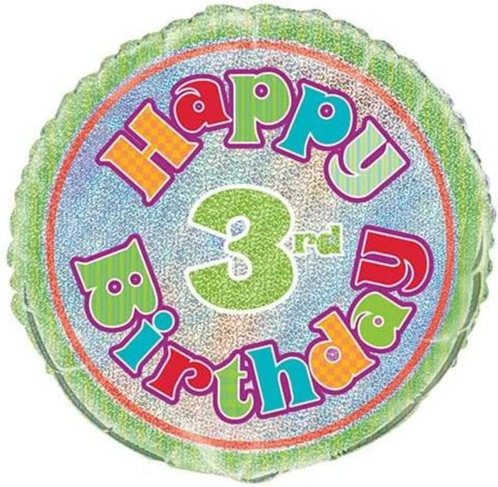 Actual product image Unique Party Prism 3rd Birthday Foil Balloon (1 x)