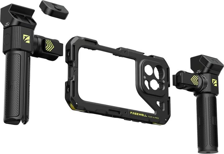 Actual product image Freewell iPhone 16 Pro Genius Rig iPhone 16 Pro Genius Rig Cage, Tripod and Monopod Handles, Bluetooth Remote