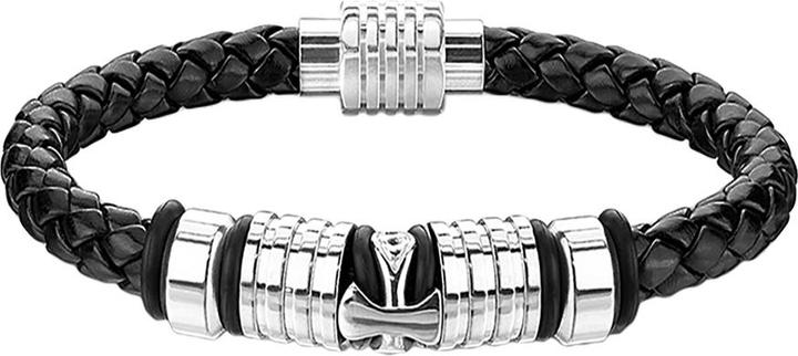 Image du produit Star Piercing Bracelet en similicuir noir avec breloque Croix (Similicuir, Acier chirurgical 316L, sans laiton)
