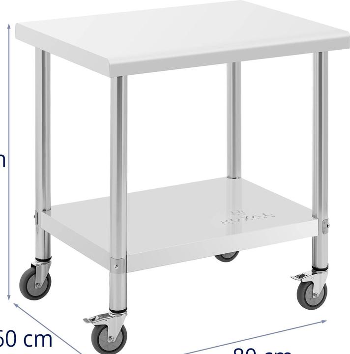 Produktbild Royal Catering Rollbarer Edelstahl Arbeitstisch Edelstahltisch Gastrotisch 60 x 80 cm 135 kg (60 cm, 80 cm)