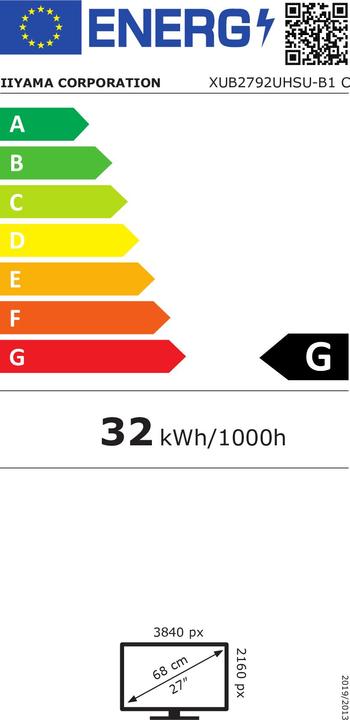 Energielabel iiyama XUB2792UHSU-B1 (3840 x 2160 Pixels, 27")