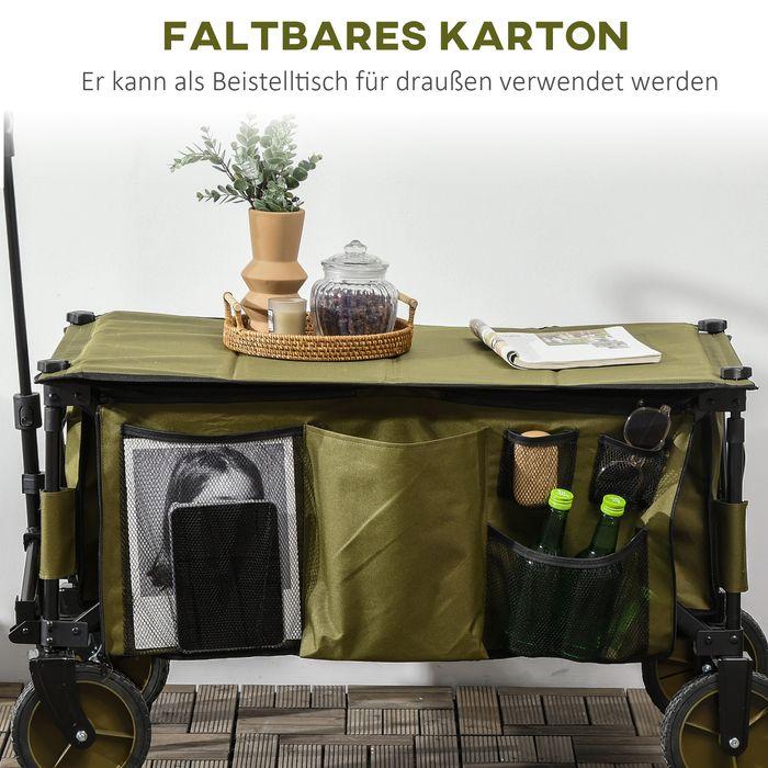 Immagine prodotto Swisshandel24 Bollerwagen Faltbar, Handwagen mit Räder, Bremsen, Tragetasche, 125L Grün