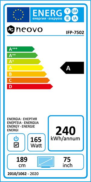 Energie-Label AG neovo Meetboard IFP-7502 (3840 x 2160 Pixel, 74.50")