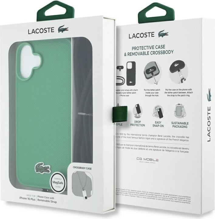 Image du produit Lacoste Etui Iconic Petit Pique Crossbody Cord MagSafe do iPhone 16 Plus zielony