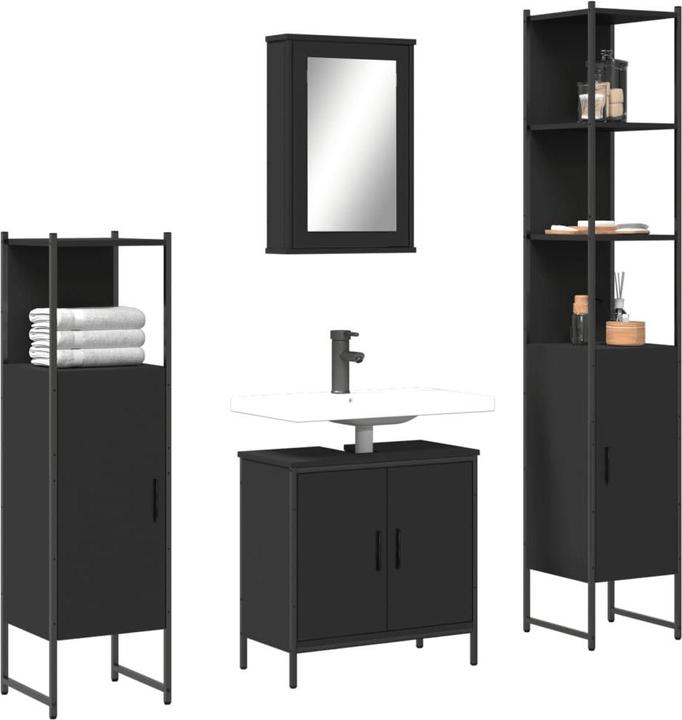 Actual product image VidaXL Bathroom furniture set Mirror cabinet Vanity unit Bathroom cabinet 4-piece black