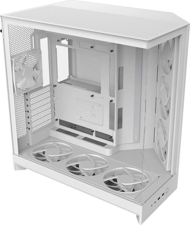 Produktbild NZXT H9 Flow RGB+ (2025) All White Midi Tower ATX Gaming Gehäuse weiss mit Glasfenster (ATX)
