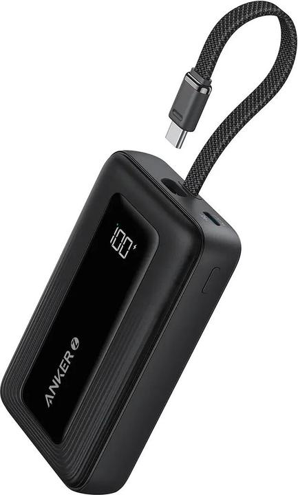Actual product image Anker Power Bank with Built-In USB-C Cable | A1688H11 | 10000 mAh | Black (10000 mAh, 30 W)