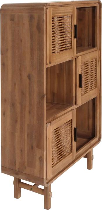 Mendler Highboard HWC-M47, Staufächer, Rattan Akazie Massiv-Holz gebeizt 141x90x35cm 32kg (90 x 35 x 141 cm)
