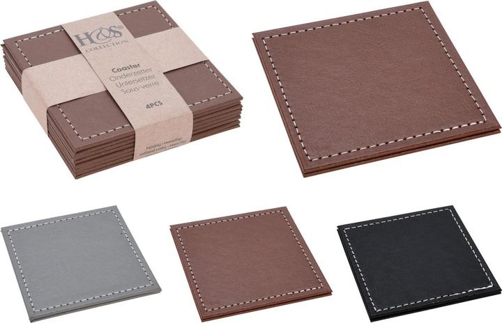 Image du produit Koopman COASTER PU 4PCS 10X10CM 3ASS (4 x, Dessous de verre)