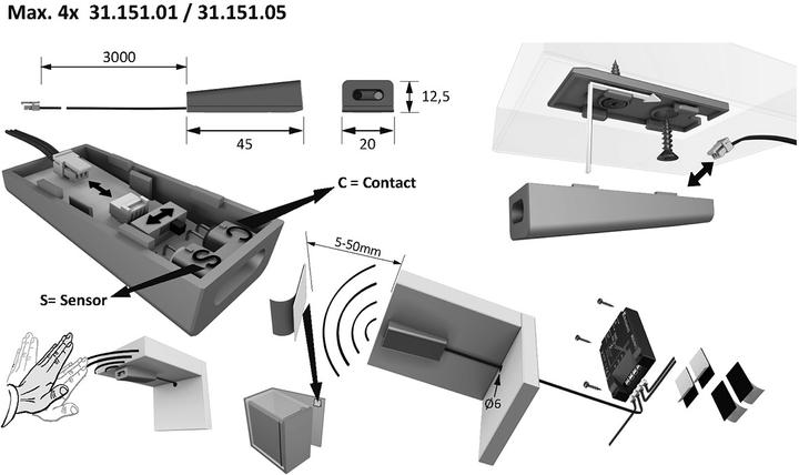 Produktbild Halemeier IR-Türkontaktschalter MultiSwitch2 12 / 24 / 230 V