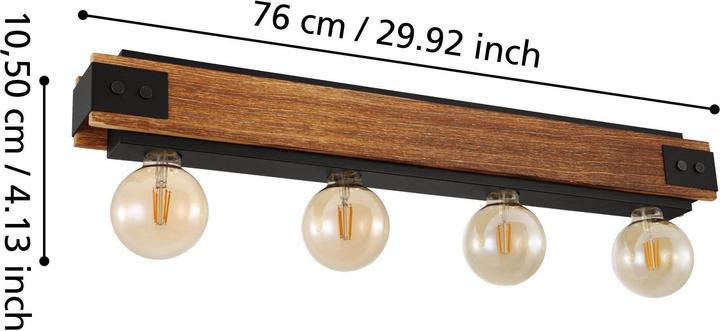 Immagine prodotto EGLO Lampada da soffitto LAYHAM 4x E27, Marrone/Nero (E27)