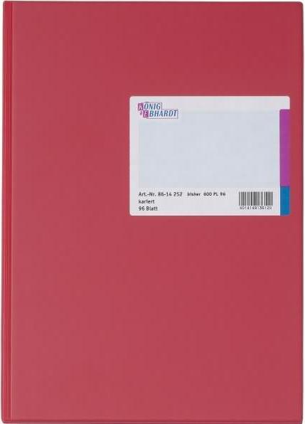 Produktbild König & Ebhardt Kladde DIN A4 kariert rot 96 Bl. (A4, Kariert)
