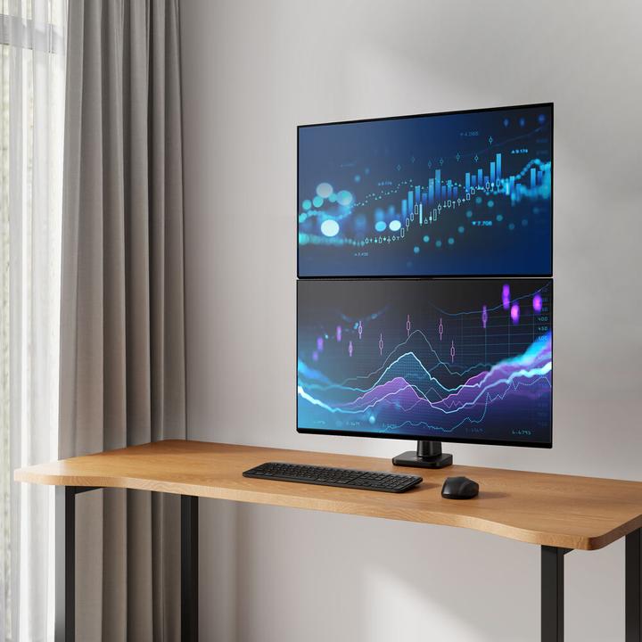 Image du produit Bras double écran office premium, avec vérin à gaz, monté sur pied (Tables, 49")