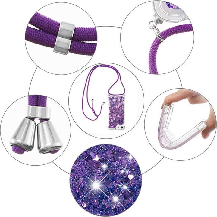 Produktbild Cover-Discount iPhone SE / 8 / 7 - Glitzer Hülle mit Umhängeband violett (Apple iPhone SE (2nd Gen), Apple iPhone 7, Apple iPhone 8)