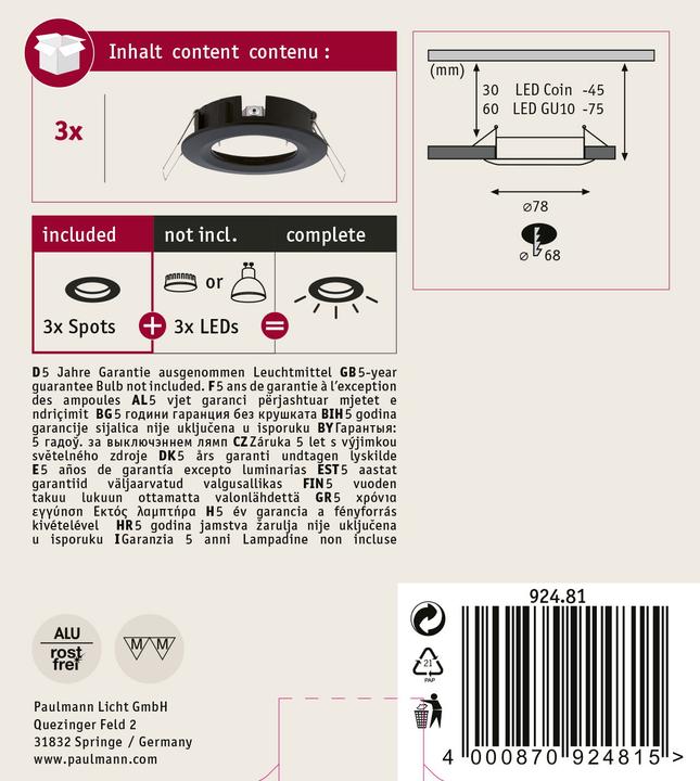 Produktbild Paulmann Einbauleuchte Choose Set